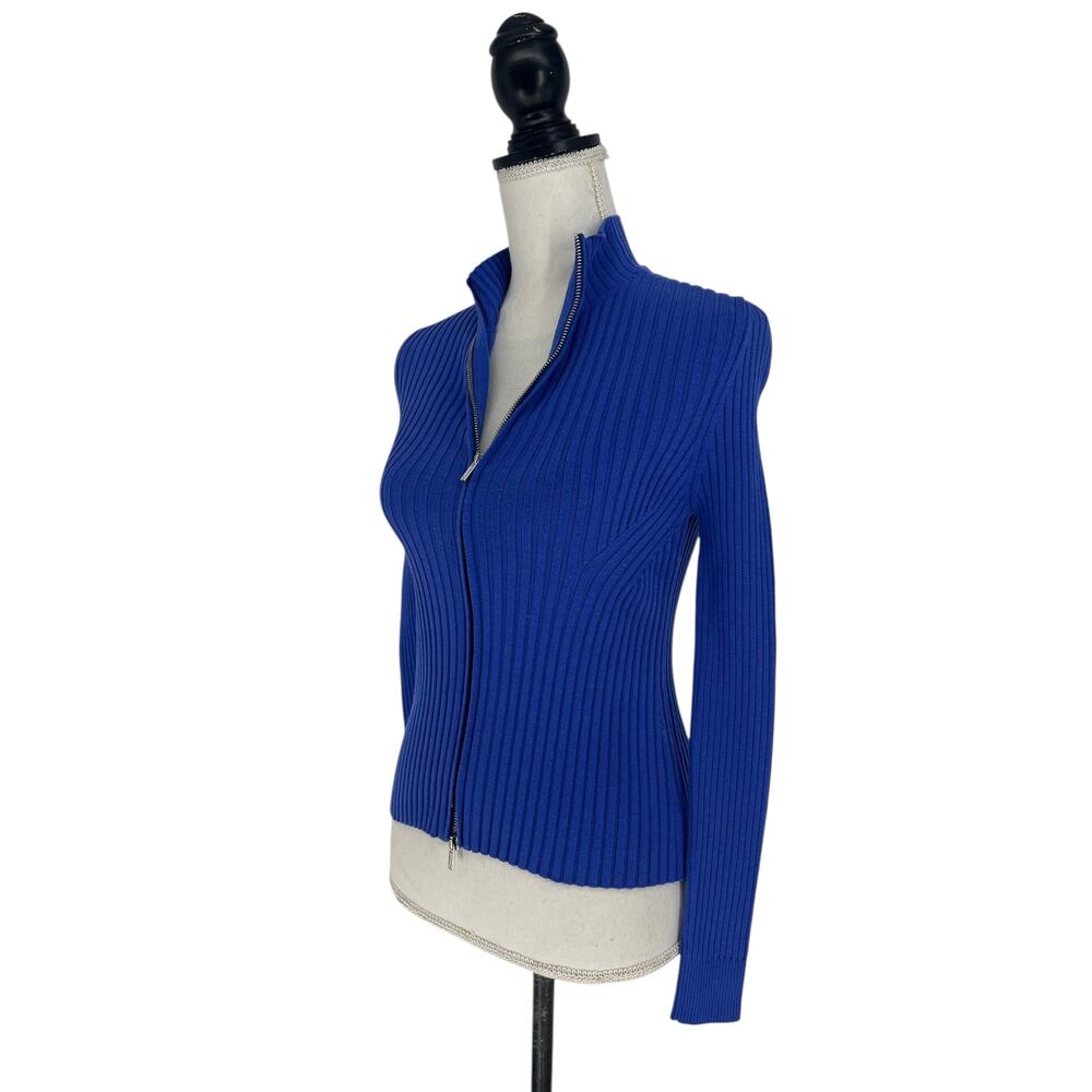 Wolford Concordia Ribbed Knit Zip Cardigan Blue XS - Picture 9 of 16